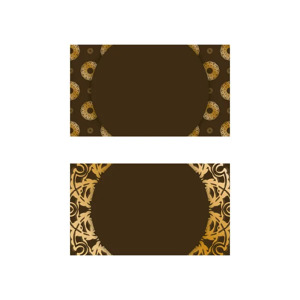あなたの人格のためのギリシャの金の装飾が施された茶色の名刺テンプレート — ストックベクタ