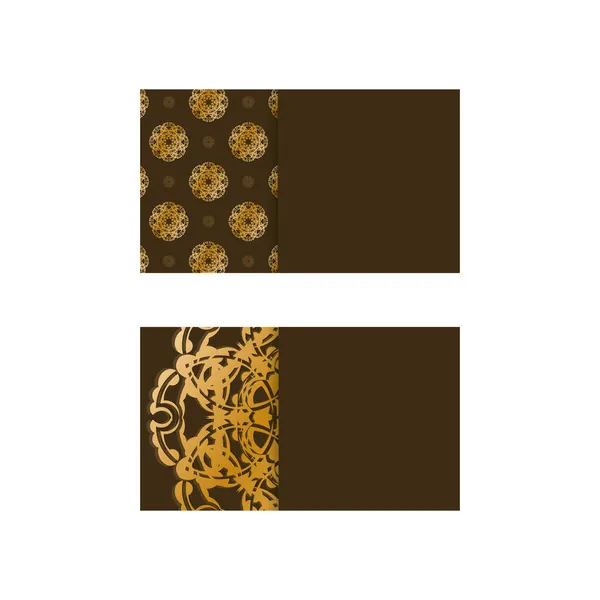 あなたの連絡先のためのヴィンテージゴールド装飾付き茶色の名刺テンプレート — ストックベクタ