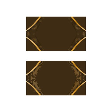 Kişiliğin için altın desenli kahverengi kartvizit..