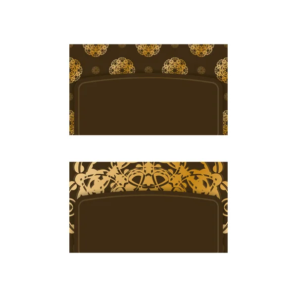 あなたの連絡先のための豪華な金の装飾と茶色の色の名刺テンプレート — ストックベクタ