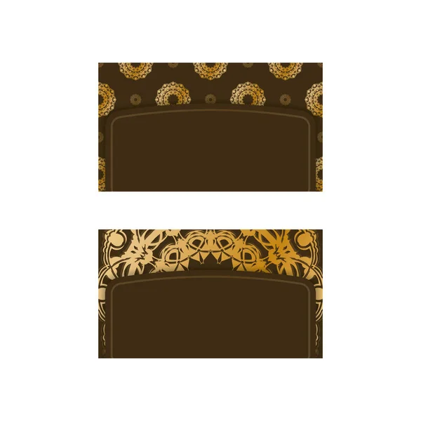 Визитная Карточка Коричневого Цвета Винтажным Золотом Контактов — стоковый вектор
