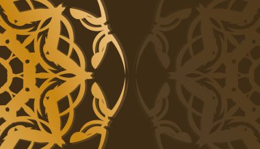 Soyut altın desenli kahverengi pankart şablonu ve logo alanı