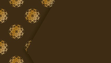 Soyut altın desenli kahverengi pankart şablonu ve metin için yer