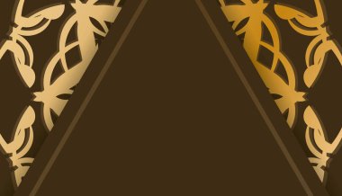 Altından mandala desenli kahverengi pankart şablonu ve metin için yer