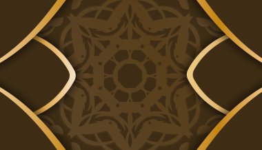 Metin altında tasarım için klasik altın süslemeli kahverengi pankart şablonu