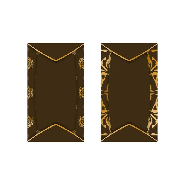 Коричневая Визитная Карточка Винтажным Золотом Вашего Бренда — стоковый вектор
