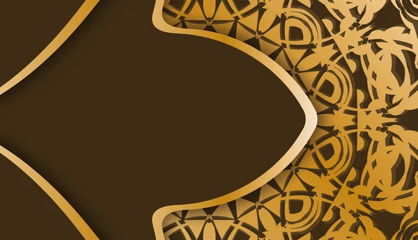 Tło Kolorze Brązowym Abstrakcyjną Złotą Ozdobą Projektowania Pod Logo Lub — Wektor stockowy