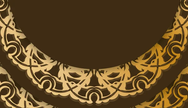 Фон Коричневого Цвета Абстрактными Золотыми Орнаментами Пространством Логотипа Текста — стоковый вектор
