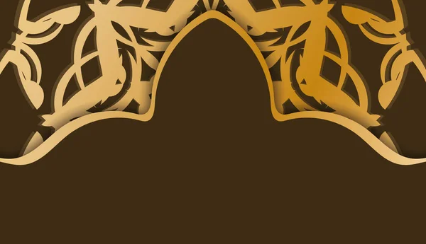 Modèle Bannière Marron Avec Ornement Abstrait Espace Logo — Image vectorielle