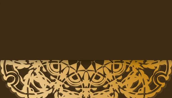Фон Коричневого Кольору Абстрактним Золотим Орнаментом Дизайну Під Логотипом Або — стоковий вектор