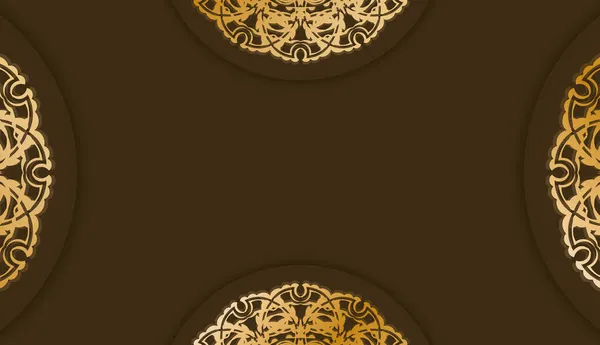 Походження Коричневого Кольору Грецьким Золотим Візерунком Простором Вашого Логотипу Або — стоковий вектор