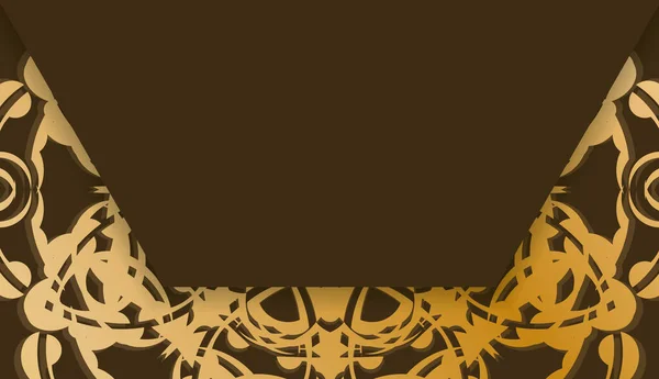 Logo Tasarımı Için Yunan Altın Desenli Kahverengi Arkaplan — Stok Vektör