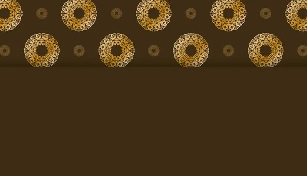 Hintergrund Brauner Farbe Mit Mandala Goldornament Für Design Unter Logo — Stockvektor