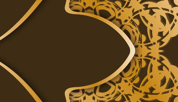 Tło Kolorze Brązowym Vintage Złote Ozdoby Projektowania Pod Logo — Wektor stockowy