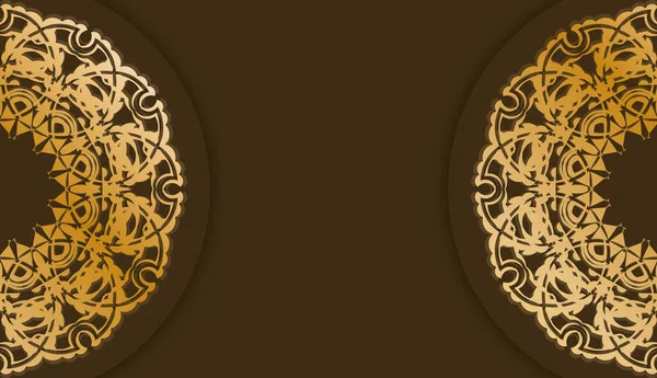 Logo Veya Metin Için Soyut Altın Desenli Kahverengi Arkaplan — Stok Vektör