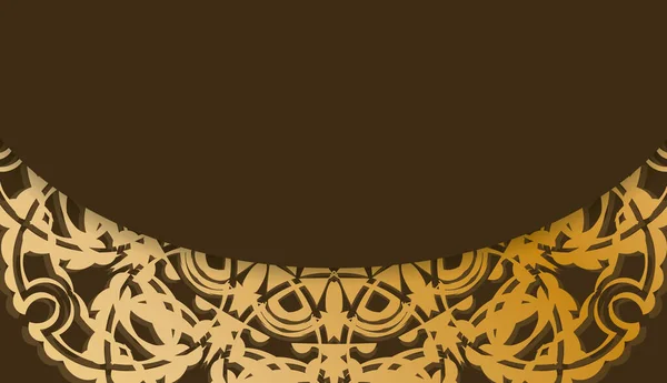 Фон Коричневого Кольору Вінтажним Золотим Орнаментом Дизайну Під Логотипом Або — стоковий вектор