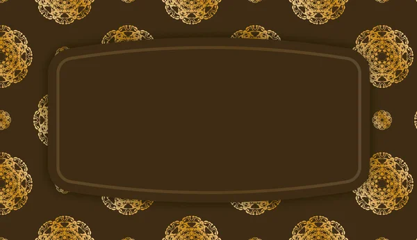 Sfondo Colore Marrone Con Motivo Mandala Oro Posto Logo Testo — Vettoriale Stock