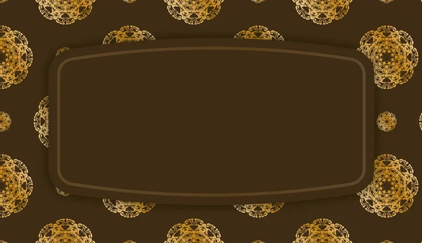 Fondo Color Marrón Con Patrón Oro Mandala Lugar Para Logotipo — Archivo Imágenes Vectoriales