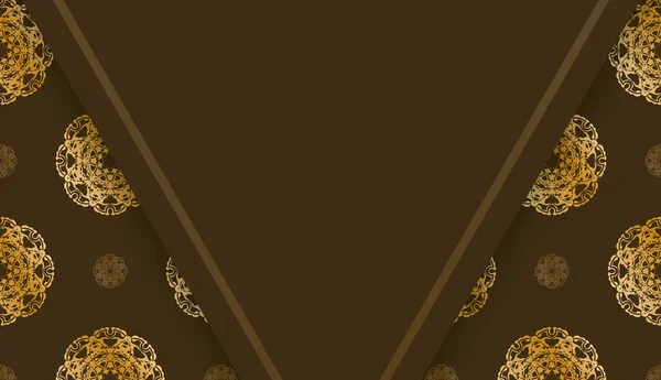 Background Brown Color Greek Gold Ornaments Logo Design — Stock Vector