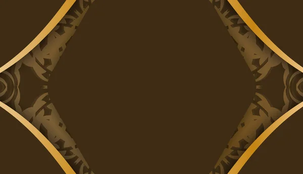 Logonuz Altında Mandala Altın Desenli Kahverengi Arkaplan — Stok Vektör