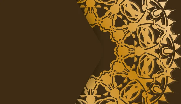 Коричневый Фон Золотыми Орнаментами Логотипом — стоковый вектор
