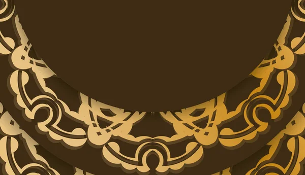 Фон Коричневом Цвете Антикварными Золотыми Орнаментами Место Вашего Логотипа — стоковый вектор