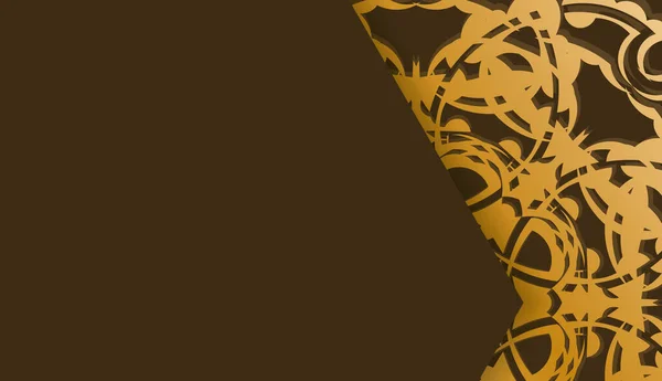 Фон Коричневого Кольору Вінтажним Золотим Візерунком Простором Вашого Логотипу — стоковий вектор
