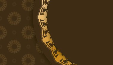 Antika altın desenli kahverengi pankart ve logo veya metin için boşluk