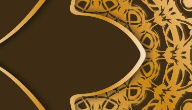 Logonuz altında mandala altın desenli kahverengi pankart