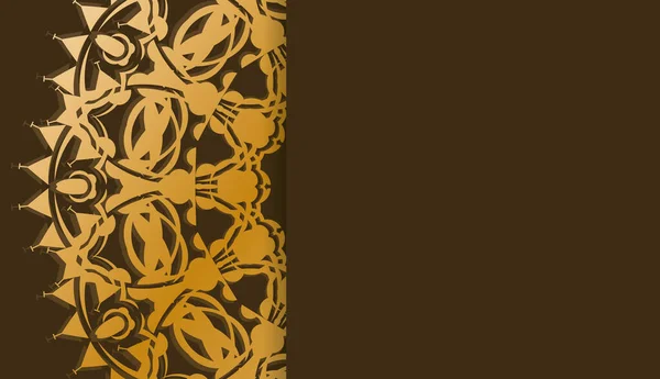 Kahverengi Arkaplan Hint Altın Süslemeleri — Stok Vektör