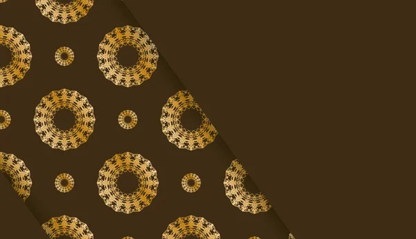 Коричневый Баннер Абстрактным Золотым Орнаментом Оформления Вашим Логотипом Текстом — стоковый вектор