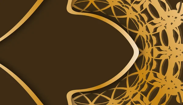 Brązowy Baner Greckim Złotym Wzorem Projektowania Pod Logo Lub Tekst — Wektor stockowy