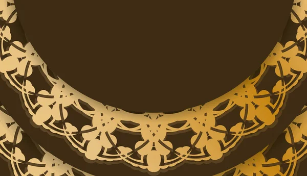 Logo Veya Metin Için Yunan Altın Desenli Kahverengi Pankart — Stok Vektör