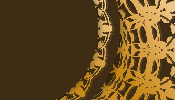 Bannière Marron Avec Mandala Avec Motif Doré Endroit Pour Votre — Image vectorielle
