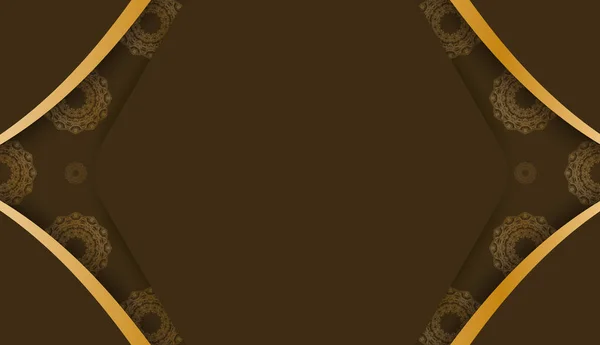 Baner Hnědé Barvy Mandalou Zlatými Ozdobami Místem Pro Vaše Logo — Stockový vektor