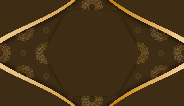 Коричневый Баннер Винтажными Золотыми Украшениями Пространством Вашего Логотипа — стоковый вектор