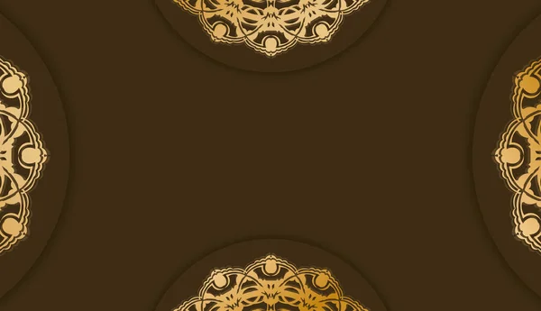 Коричневый Баннер Абстрактным Золотым Орнаментом Дизайна Логотипа — стоковый вектор