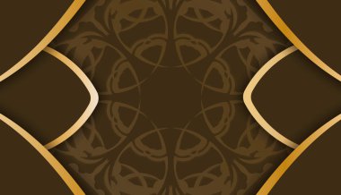 Soyut altın süslemeli kahverengi pankart ve metin için yer