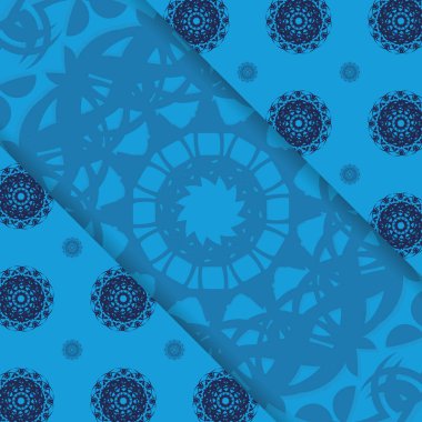 Soyut süslemeli mavi kartpostal tipografi için hazırlandı.