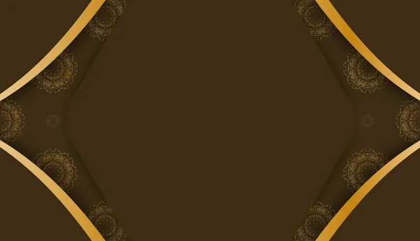 Braunes Banner Mit Vintage Gold Ornamenten Und Textfläche — Stockvektor
