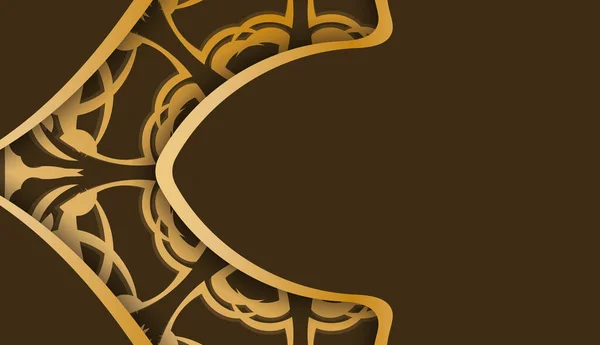 Baner Couleur Marron Avec Motif Mandala Pour Conception Sous Texte — Image vectorielle