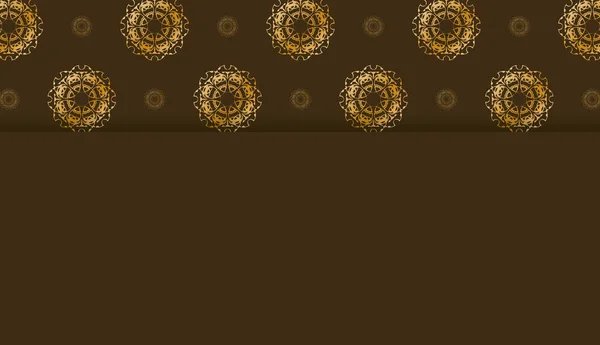 Коричневый Баннер Роскошным Золотым Рисунком Дизайна Вашим Текстом — стоковый вектор