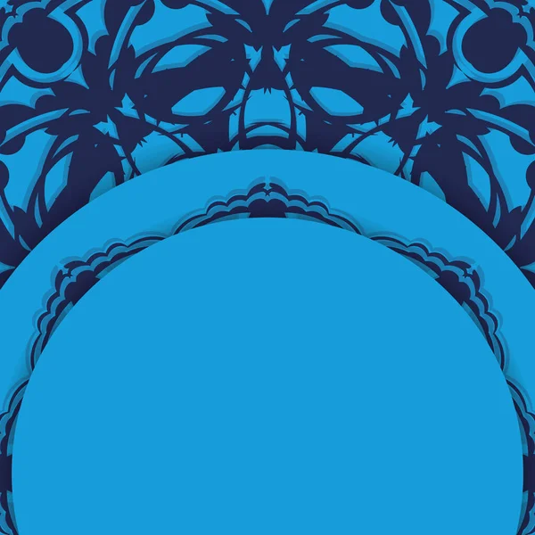Брошура Синьому Кольорі Мандалиним Орнаментом Готова Друку — стоковий вектор