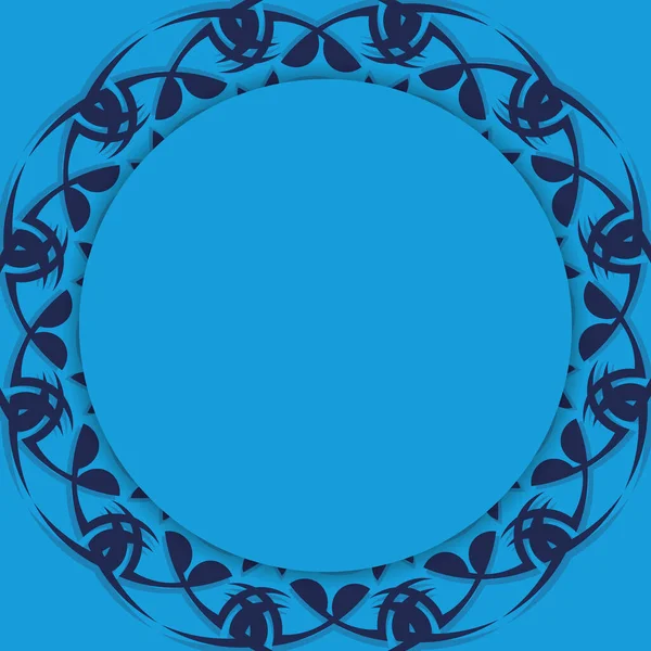 Modrá Pohlednice Abstraktním Ornamentem Připravená Tisku — Stockový vektor
