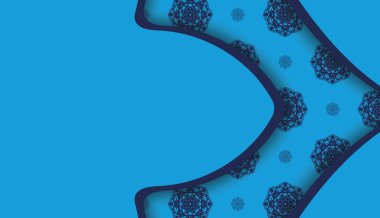 Logo veya metin altında tasarım için Hint desenli mavi pankart