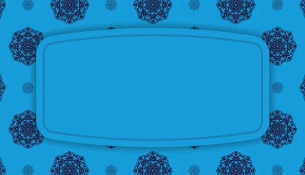 Banner Azul Com Padrão Vintage Lugar Para Seu Texto — Vetor de Stock