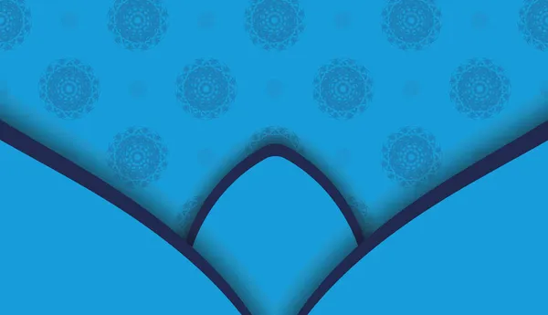 あなたのロゴの下のデザインのための豪華なパターンと青でバナー — ストックベクタ