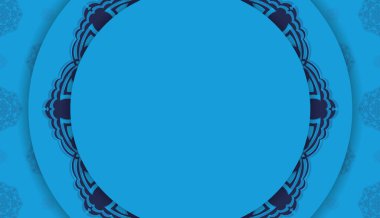 Baner in blue with Indian pattern and place for your logo or text