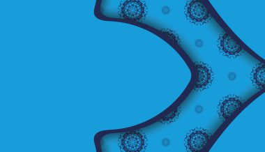 Metin altında tasarım için klasik desenli mavi baner