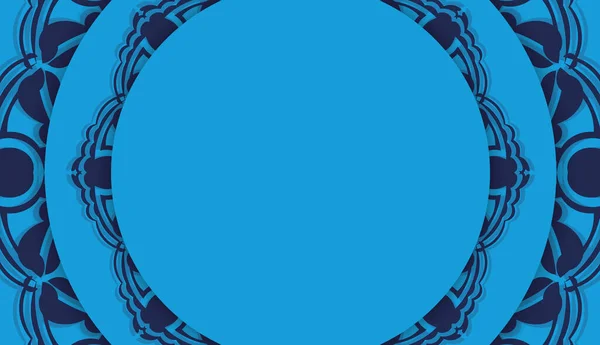 Baner Blue Dengan Ornamen Mewah Dan Tempat Untuk Logo Atau - Stok Vektor